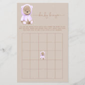 Lavender Teddy Bear Baby Dusche Bingo Game Flyer (Vorne)