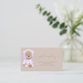 Lavender Teddy Bear Baby Shooting Registrierung Visitenkarte (Stehend Vorderseite)