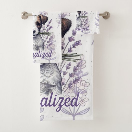 Lavender Terrier Liebe Badhandtuch Set (Insitu)