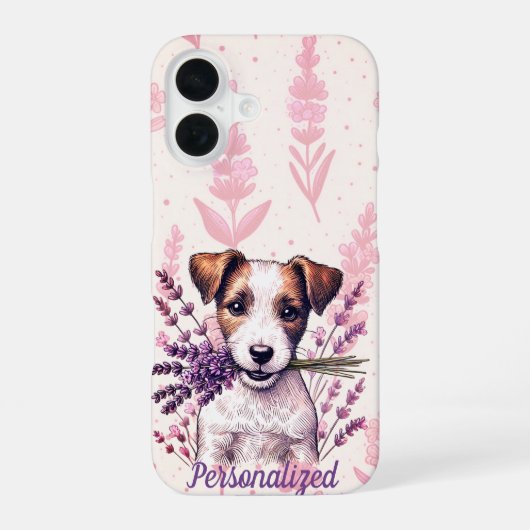 Lavender-Terrier-Liebe iPhone 16 Hülle (Rückseite)
