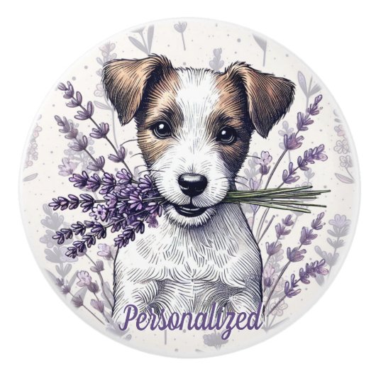 Lavender Terrier Liebe Keramikknauf (Vorderseite)