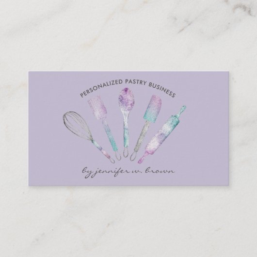 Lavender Thema Konditorei Koch Zuhause Made Bakery Visitenkarte (Vorderseite)