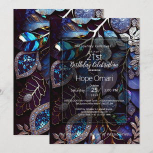 Lavender Thunder Botanisches Edelstein-Abstrakt Einladung