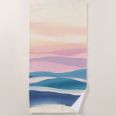 Lavender Tide Fluid Abstrakte Küste Strandtuch (Vorderseite)