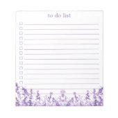 Lavender To Do List Boho Chic Minimalist Floral  Notizblock (Vorderseite)