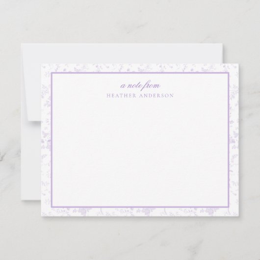 Lavender Toile Personalisierte Blumengestation Mitteilungskarte (Vorderseite)