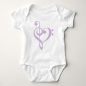 Lavender Treble Clef & Bass Clef Herz Baby Strampler (Vorderseite)