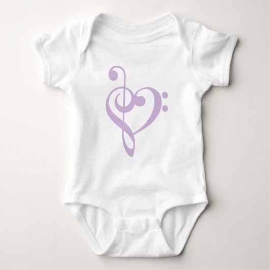 Lavender Treble Clef & Bass Clef Herz Baby Strampler (Vorderseite)