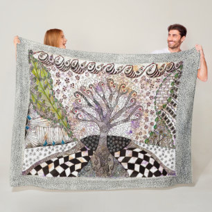 Lavender Tree Blanket Fleecedecke