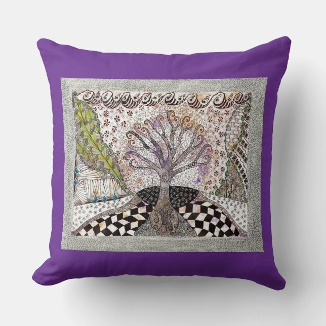Lavender Tree Throw Kissen (Vorderseite)