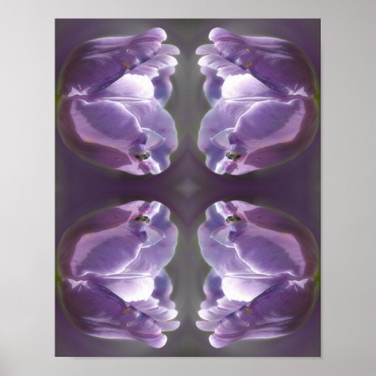 Lavender Tulip mit winzigen Bienen Abstrakt Poster (Vorne)