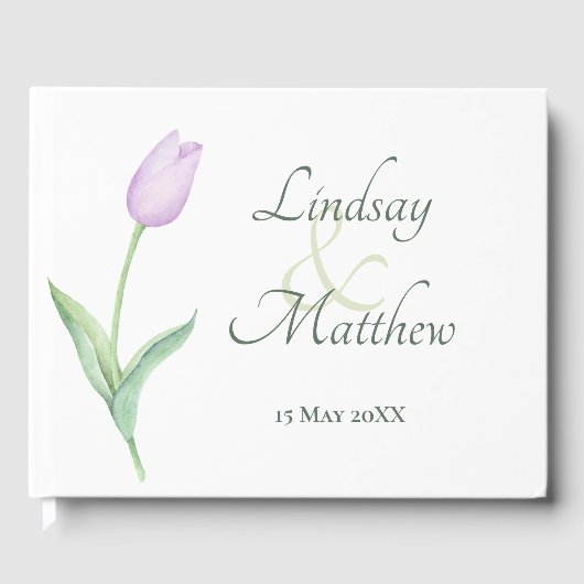 Lavender Tulip Solo Moderne Hochzeit Gästebuch (Vorderseite)
