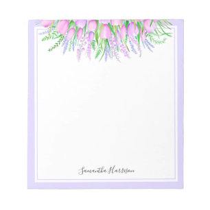 Lavender Tulips Bouquet Spring Vibes Floral Notizblock
