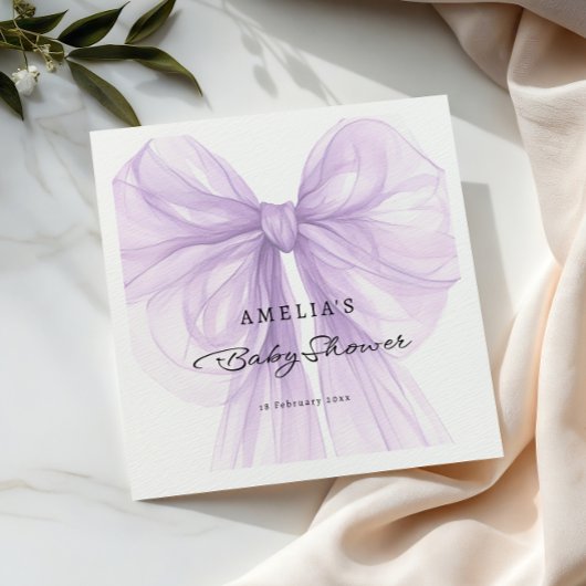 Lavender Tulle Bow Elegant Baby Shower Serviette
