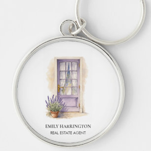 Lavender-Tür-Aquarell-Logo Immobilienmakler Schlüsselanhänger