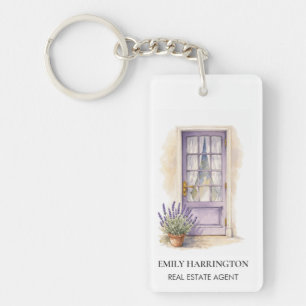 Lavender-Tür-Aquarell-Logo Immobilienmakler Schlüsselanhänger
