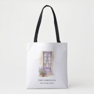 Lavender-Tür-Wasserfarben-Logo Immobilienmakler Tasche
