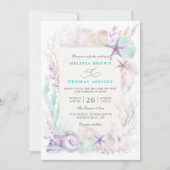 Lavender Turquoise Ocean Chic QR Code Wedding Einladung (Vorderseite)
