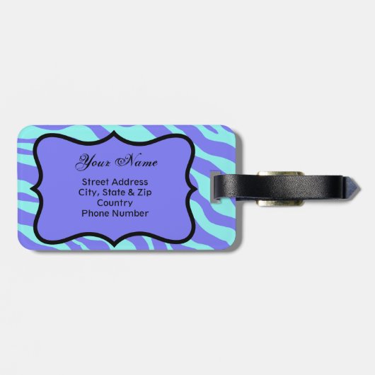 Lavender & Turquoise Zebra & Cheetah Skin Custom Gepäckanhänger (Rückseite horizontal)