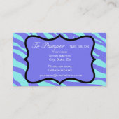 Lavender & Turquoise Zebra & Leopard Skin Stilvoll Visitenkarte (Rückseite)