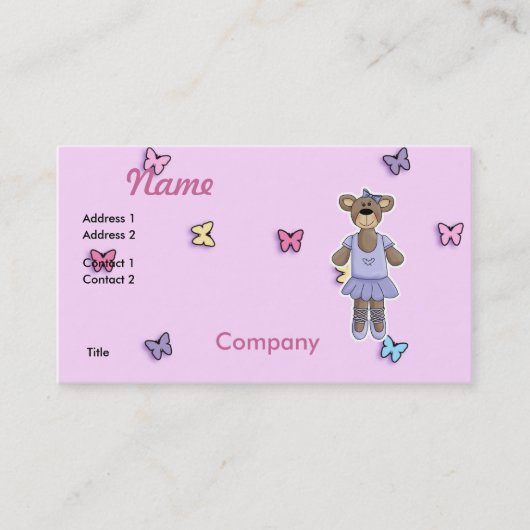 Lavender Tutu Ballerina Bear Visitenkarte (Vorderseite)