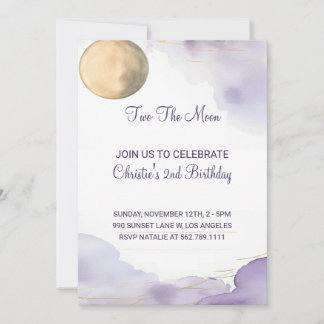 Lavender Two The Moon 2. Geburtstag Einladung