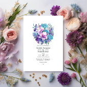 Lavender und Aqua Floral Wedding Einladung