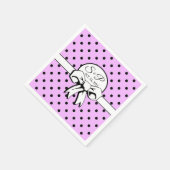 Lavender und Black Polka Dot White Bow personalisi Serviette (Ecke)