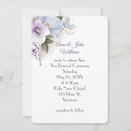 Lavender und Blue Floral Vow Erneuerung Einladung