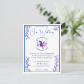Lavender und Blue Hue Floral Wedding Einladung (Stehend Vorderseite)