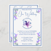 Lavender und Blue Hue Floral Wedding Einladung (Vorne/Hinten)