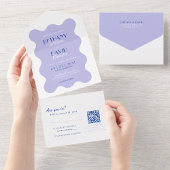 Lavender und Blue Wave QR Code UAWG Wedding All In One Einladung