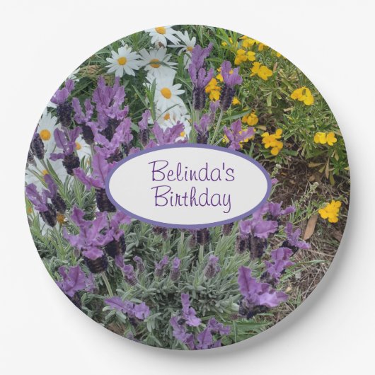 Lavender und Daisy Blume Geburtstagsparty Plate Pappteller (Vorderseite)
