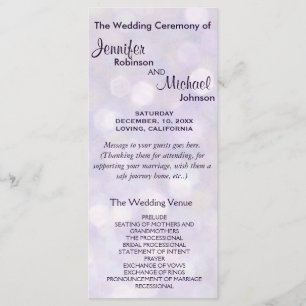 Lavender und das Lila Bokeh-Hochzeitsprogramm Programm