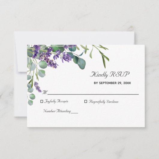 Lavender und Eucalyptus Elegant Wedding RSVP Card (Vorderseite)