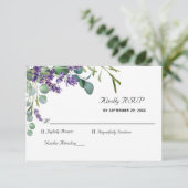 Lavender und Eucalyptus Elegant Wedding RSVP Card (Stehend Vorderseite)