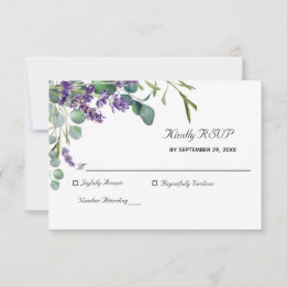 Lavender und Eucalyptus Elegant Wedding RSVP Card Karte