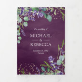 Lavender und Eucalyptus Lila QR Code Wedding Dreifach Gefaltete Einladung (Cover)