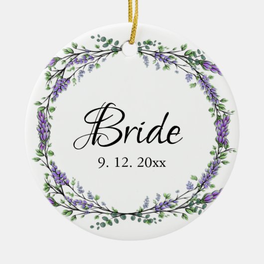 Lavender und Eukalyptus Bride Keramik Ornament (Vorne)