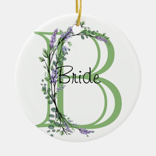 Lavender und Eukalyptus Bride Keramik Ornament (Vorne)