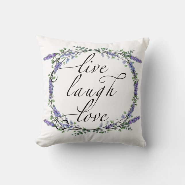 Lavender und Eukalyptus Live Laugh Liebe Kissen (Vorderseite)