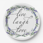 Lavender und Eukalyptus Live Laugh Liebe Pappteller (Vorderseite)