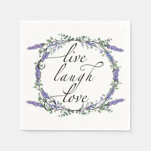 Lavender und Eukalyptus Live Laugh Liebe Serviette (Vorderseite)