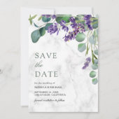 Lavender und Eukalyptus White Marble Wedding Save The Date (Vorderseite)
