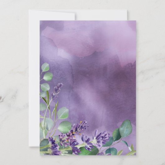 Lavender und Eukalyptus White Marble Wedding Save The Date (Rückseite)