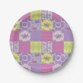 Lavender und Gelbes Muster Quilt-Muster Pappteller (Vorderseite)