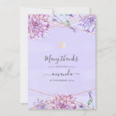Lavender und Gold Floral Geometric Bat Mitzvah Dankeskarte (Vorderseite)