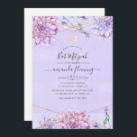 Lavender und Gold Floral Geometric Bat Mitzvah Einladung<br><div class="desc">Pastelllavender und Imitate Gold Glitzer geometrische Fledermaus Mitzvah Einladung mit Akzenten von blau und ätherisch grün.</div>