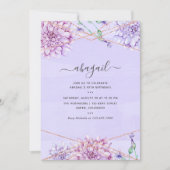 Lavender und Gold Floral Geometric Birthday Einladung (Vorderseite)