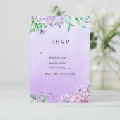 Lavender und Gold Floral Geometric Wedding RSVP Karte (Stehend Vorderseite)